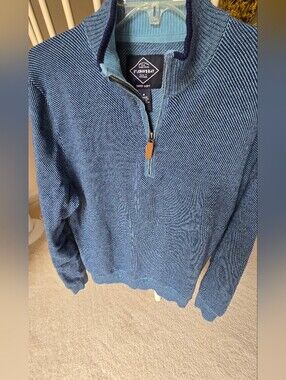 St. John's Bay Womens Textured Navy Blue Quarter-Zip Sweater
